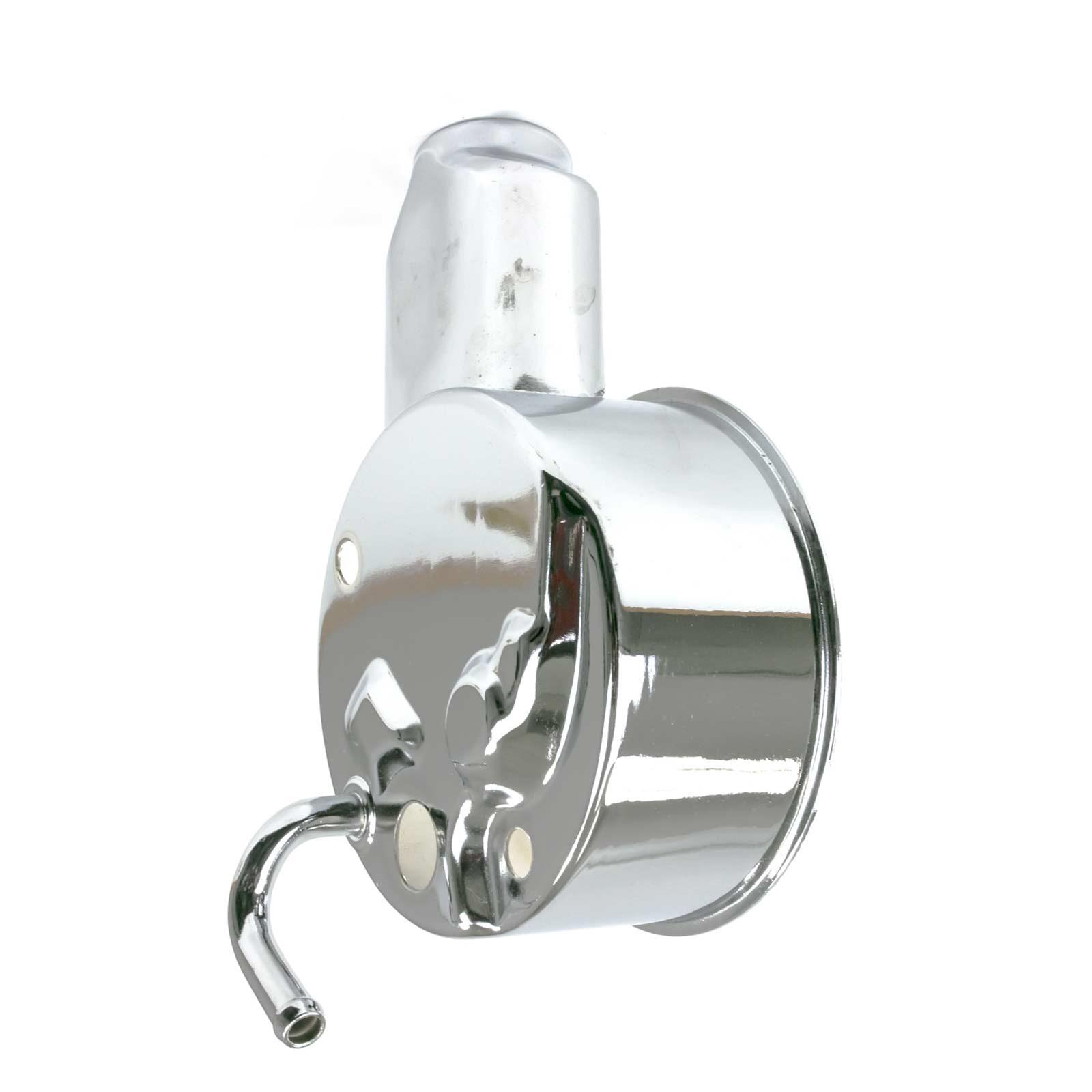 Top Street Performance GM Saginaw P Series Power Steering Pump Reservoirs JM2004C Reservoir, Series, Banjo Style, Integral, Steel, Chrome, Each thumbnail 2