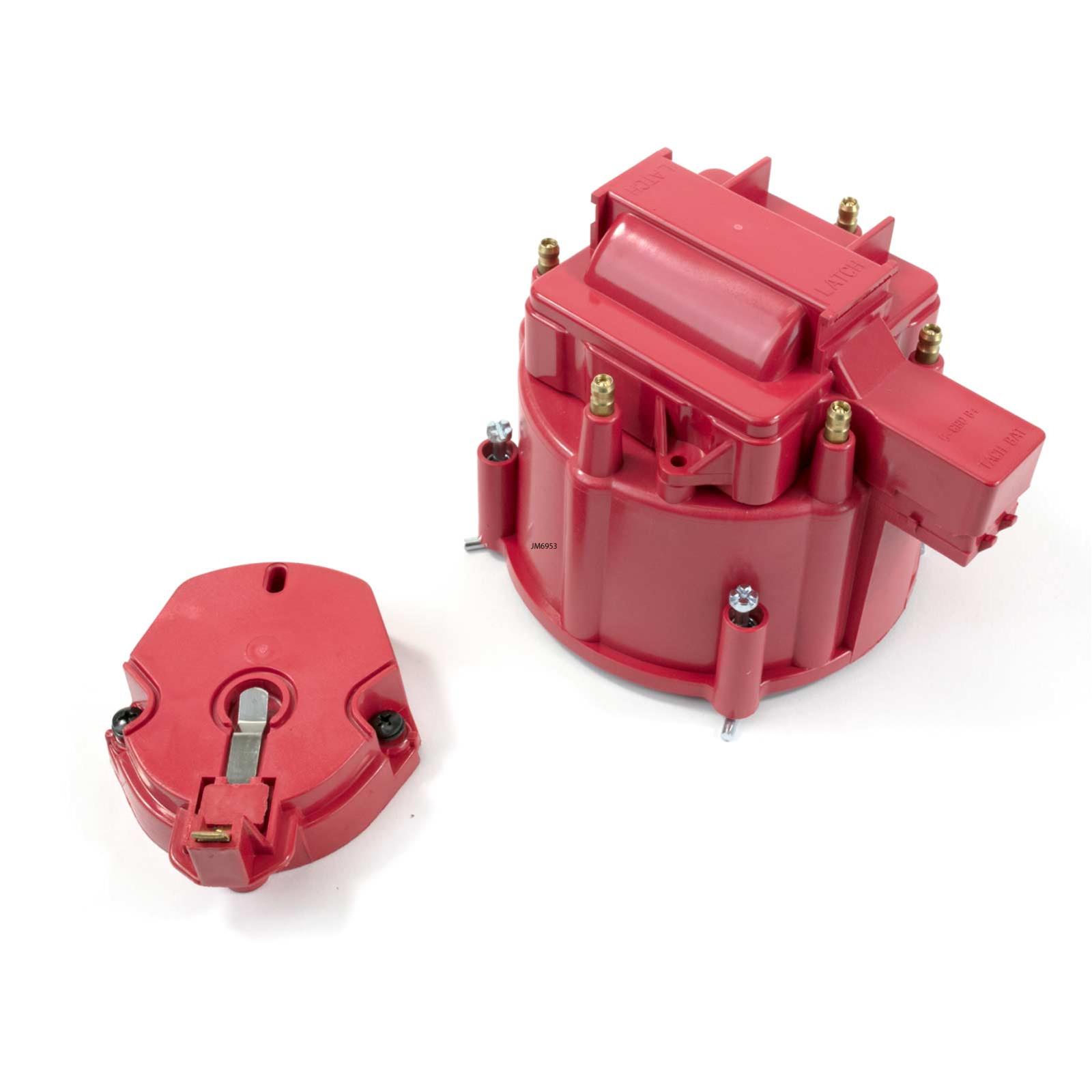 Top Street Performance Distributor Cap and Rotor Kits JM6953R HEI DISTRIBUTOR CAP & ROTOR KIT - OEM CAP, COIL COVER, ROTOR, V6/I6 ENGINE, RED