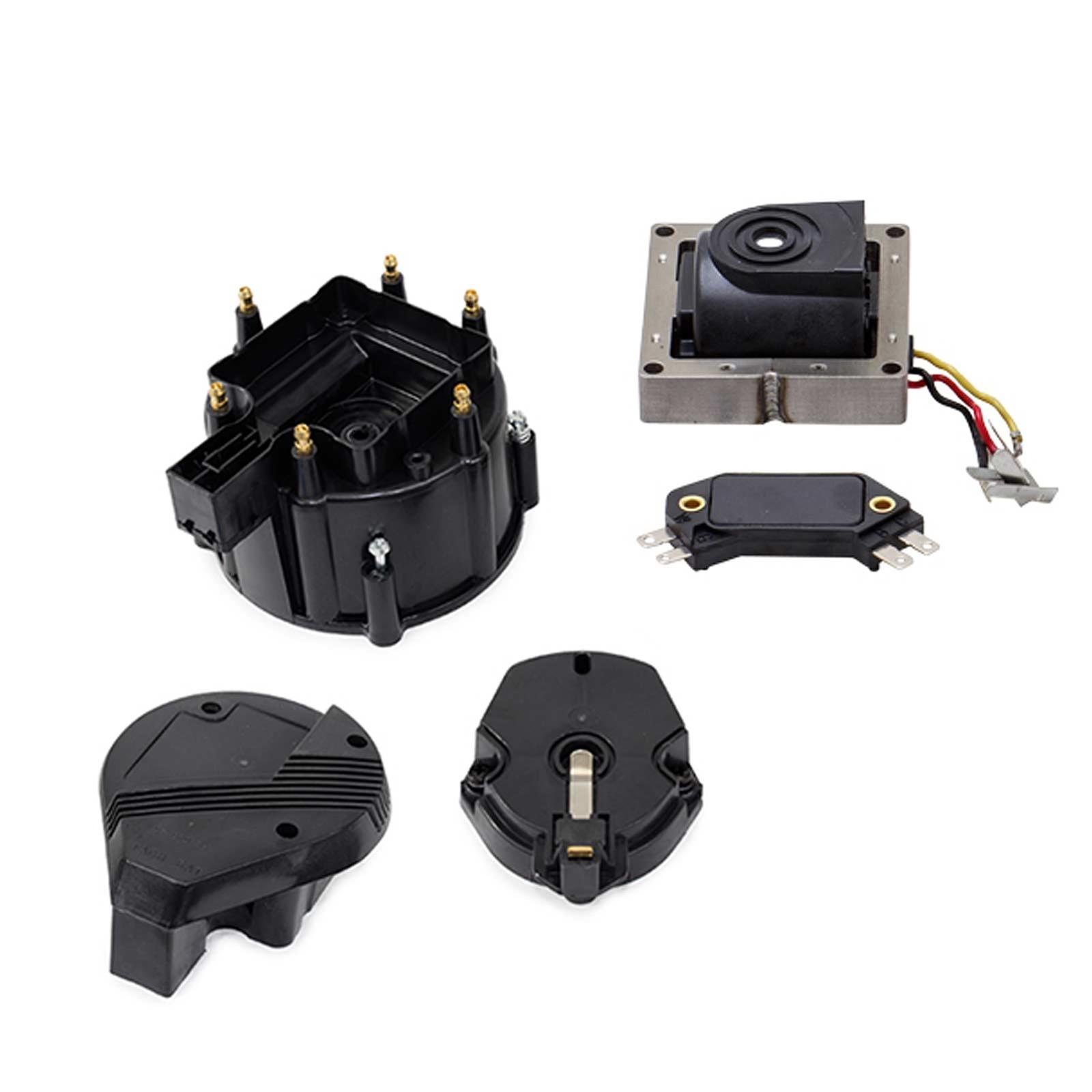 Top Street Performance HEI Distributor Upgrade Kits JM6993BK-KT TUNE-UP KIT - OEM CAP, ROTOR, 65K VOLT COIL & MODULE, 6-CYLINDER ENGINE , BLACK