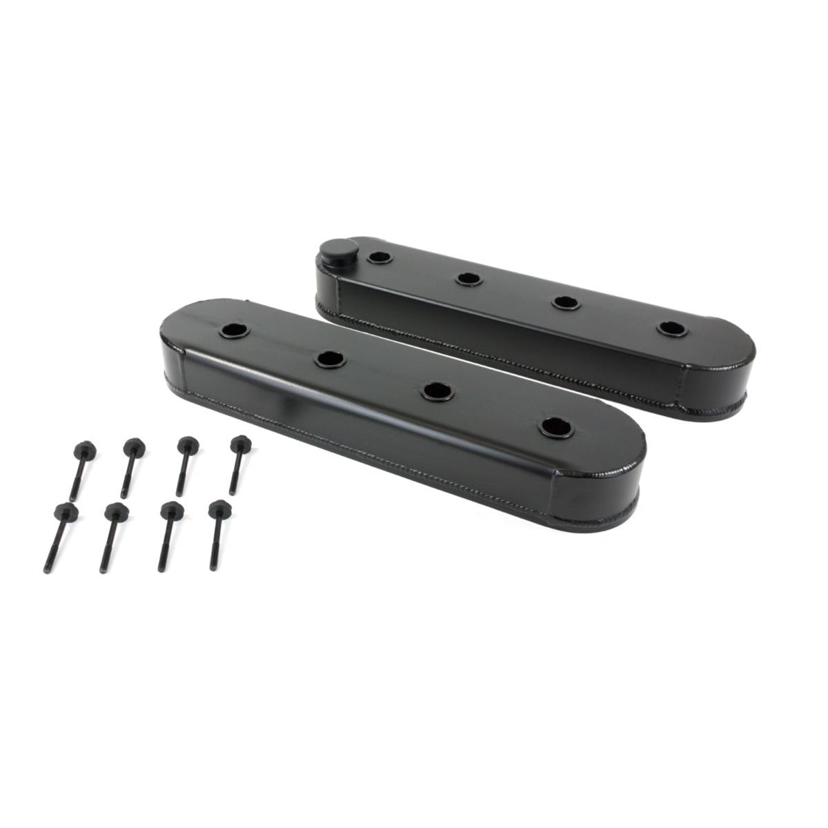 Top Street Performance Fabricated Aluminum Valve Covers JM8081-5BK ALUMINUM FABRICATED VALVE COVER - GM LS, W/O COIL MOUNTS, SANDBLASTED BLACK