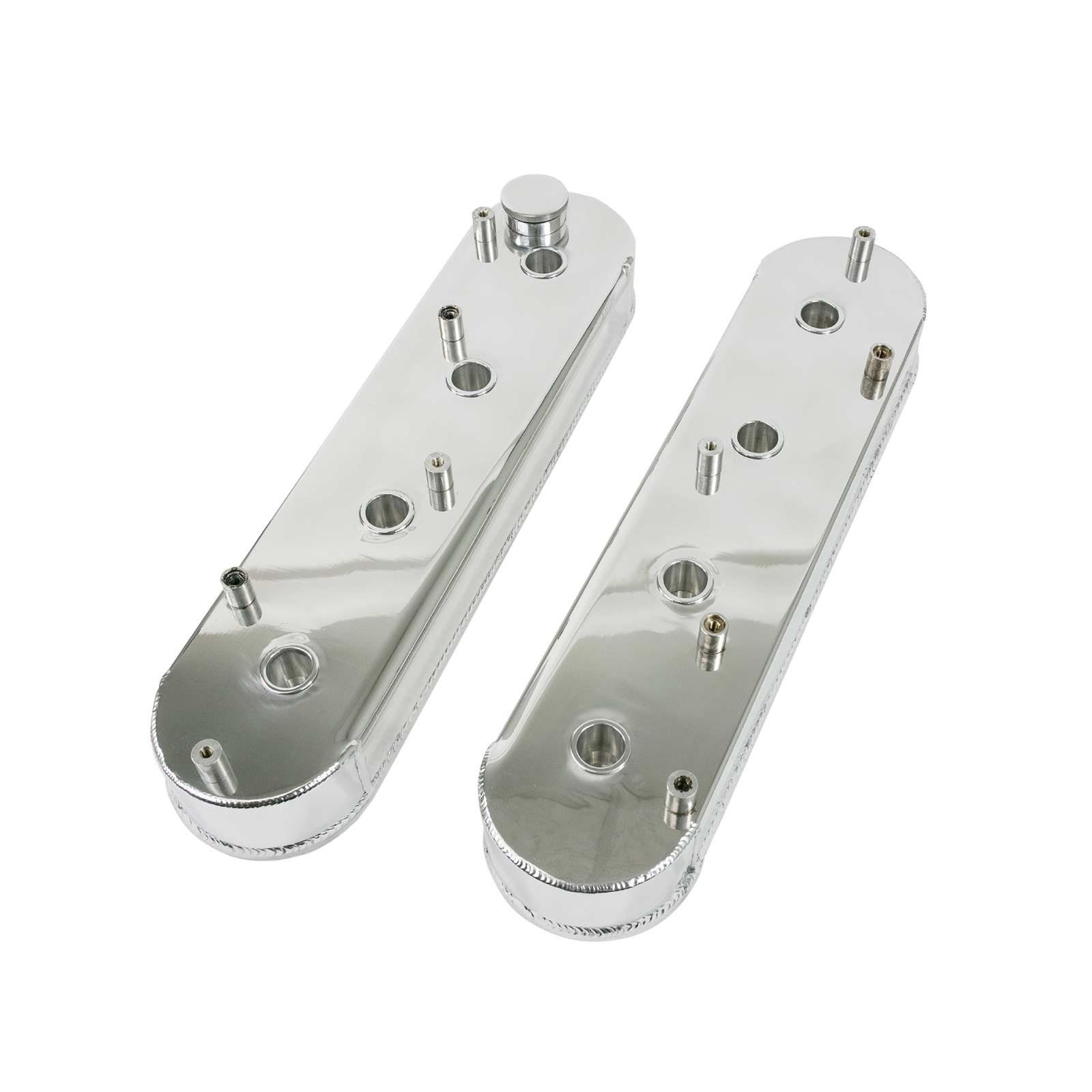 Top Street Performance Fabricated Aluminum Valve Covers JM8081-6P Covers, Center Bolt, Tall, Plain, Aluminum, Polished, with Gaskets and Mounting Hardware, Chevy, LS, Pair