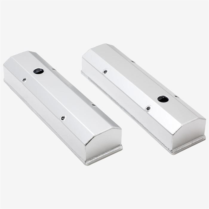 Top Street Performance Fabricated Aluminum Valve Covers JM8091-7CA Covers, Tall, Aluminum, Clear Anodized, Long Bolt, Chevrolet, Small Block, Pair