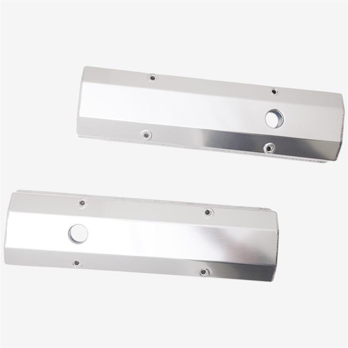 Top Street Performance Fabricated Aluminum Valve Covers JM8091-7CA Covers, Tall, Aluminum, Clear Anodized, Long Bolt, Chevrolet, Small Block, Pair thumbnail 2
