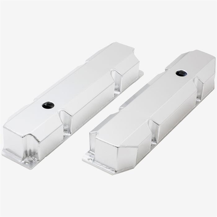 Top Street Performance Fabricated Aluminum Valve Covers JM8097-8CA ALUMINUM TALL FABRICATED VALVE COVER - MOPAR BB, SHORT BOLT, WITH BREATHER HOLE, CLEAR ANODIZED