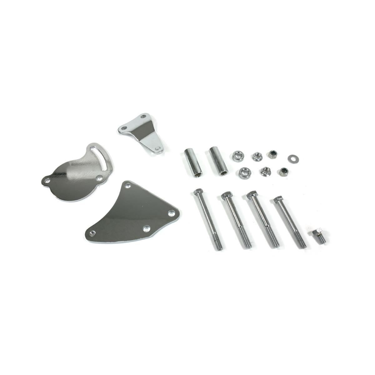 Top Street Performance Power Steering Pump Brackets JM9116C Brackets, GM Type 2, Driver Side, Upper and Lower, Steel, Chrome, Chevy, Kit
