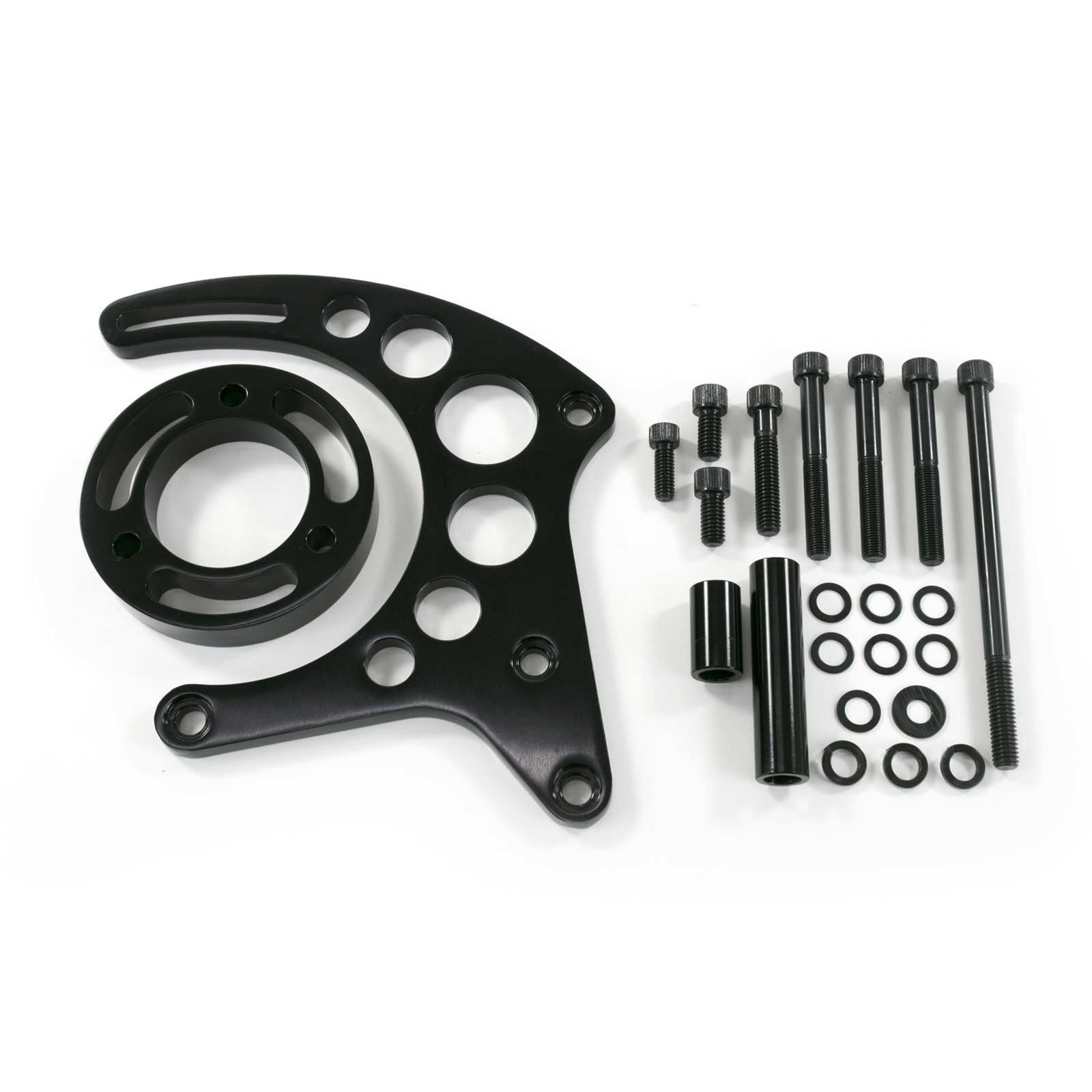 Top Street Performance Alternator Brackets JM9121BK Bracket, Passenger Side, Billet Aluminum, Gilmer Belt, Black, Chevrolet, Small Block, Long, Kit