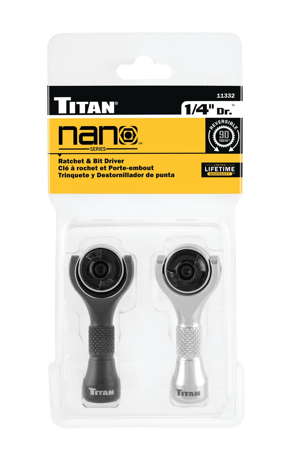 Titan Tools 11332 Titan 2-Piece 1/4 in. Drive Nano Ratchet and