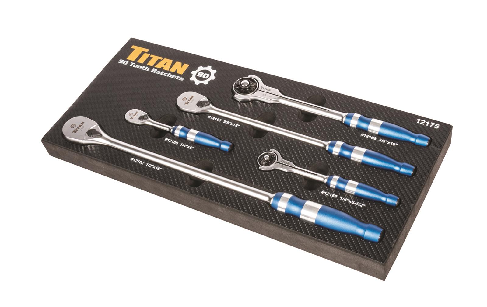 Titan 90-Tooth Flat and Swivel Head Ratchet Sets