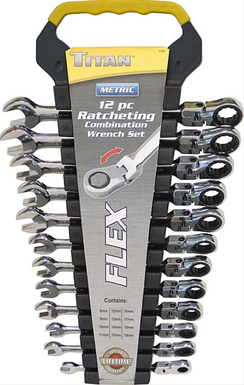 Titan Tools 17367 Titan 12-Piece Metric Flex-Head Ratcheting