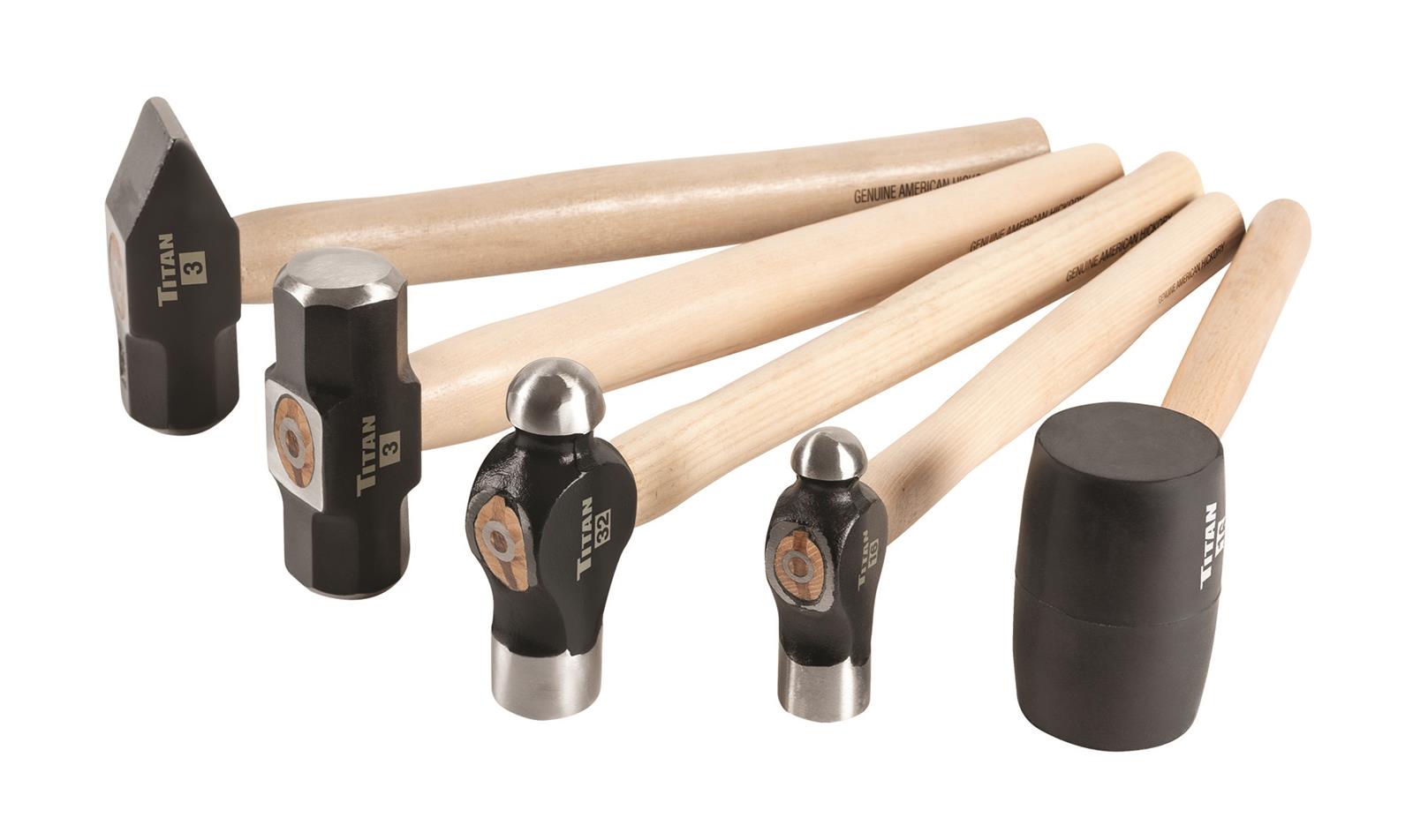 Titan Tools 85070 Titan 5-Piece Hickory Wood Handle Hammer Sets