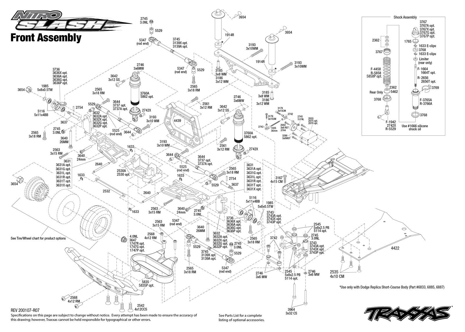 traxxas slash 4x4 parts list