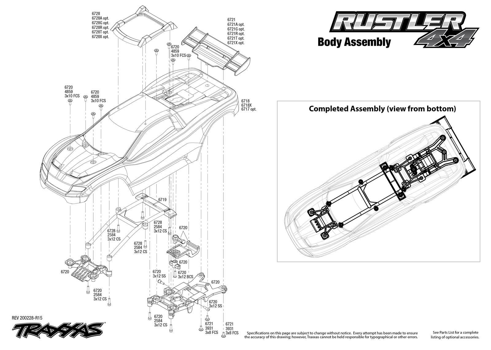 traxxas rustler 4x4 parts list