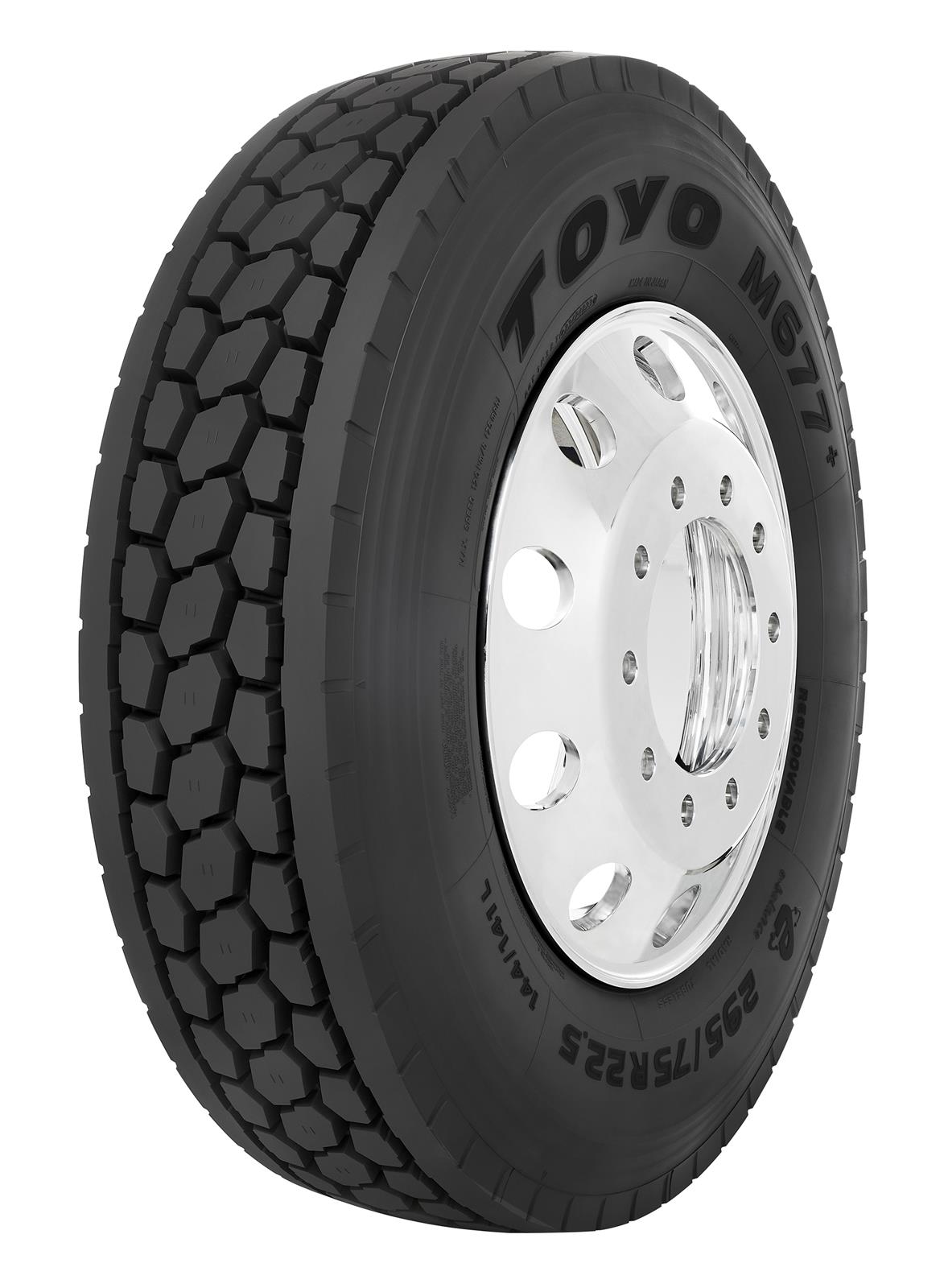 Toyo M677 Tires 11R24.5 Tires, M677+, 11R24.5, Blackwall, Radial, Drive Tire, H Load Range, 7,160 lb. Load, Each