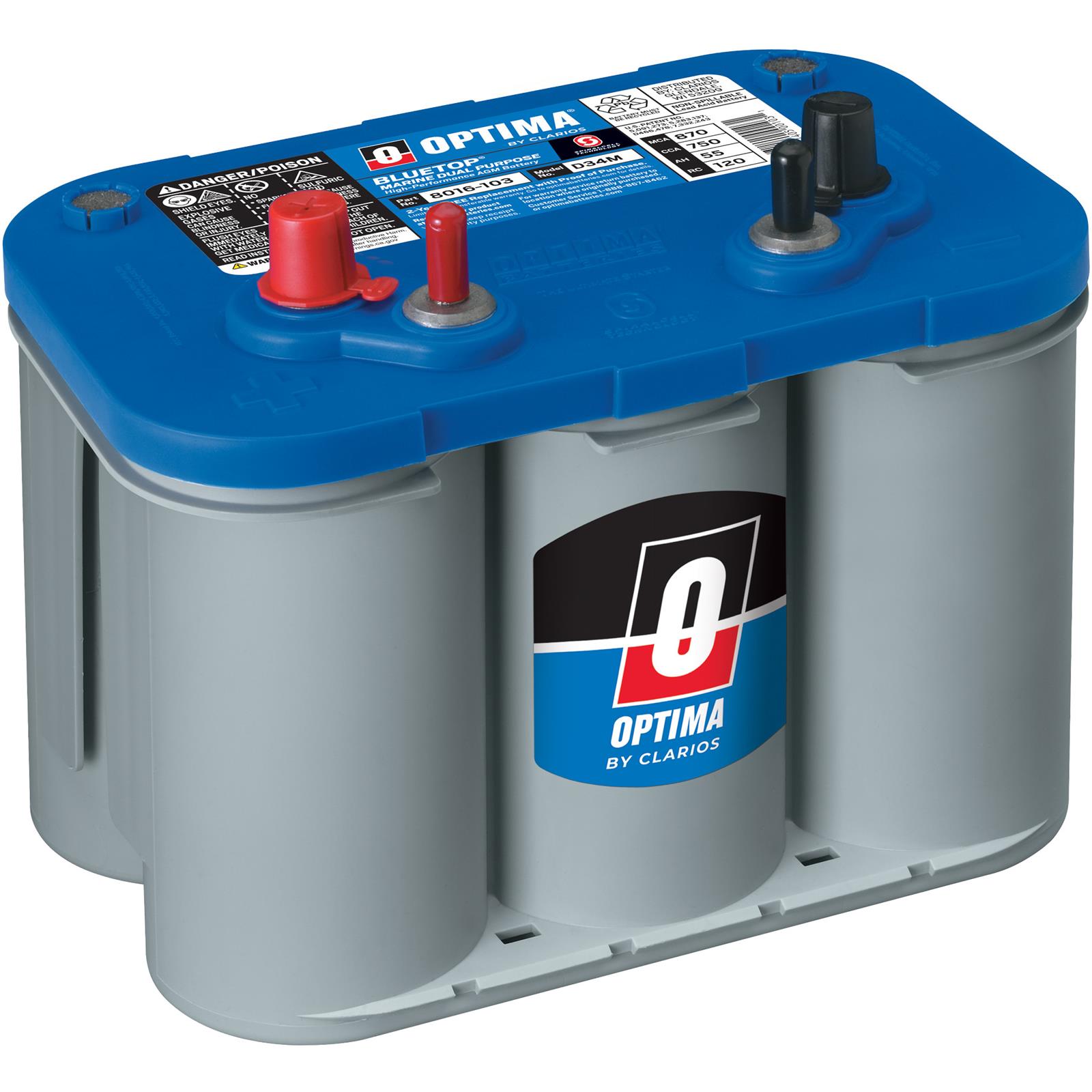 Optima Batteries 8016-103 Optima BlueTop Deep Cycle Marine 12-Volt