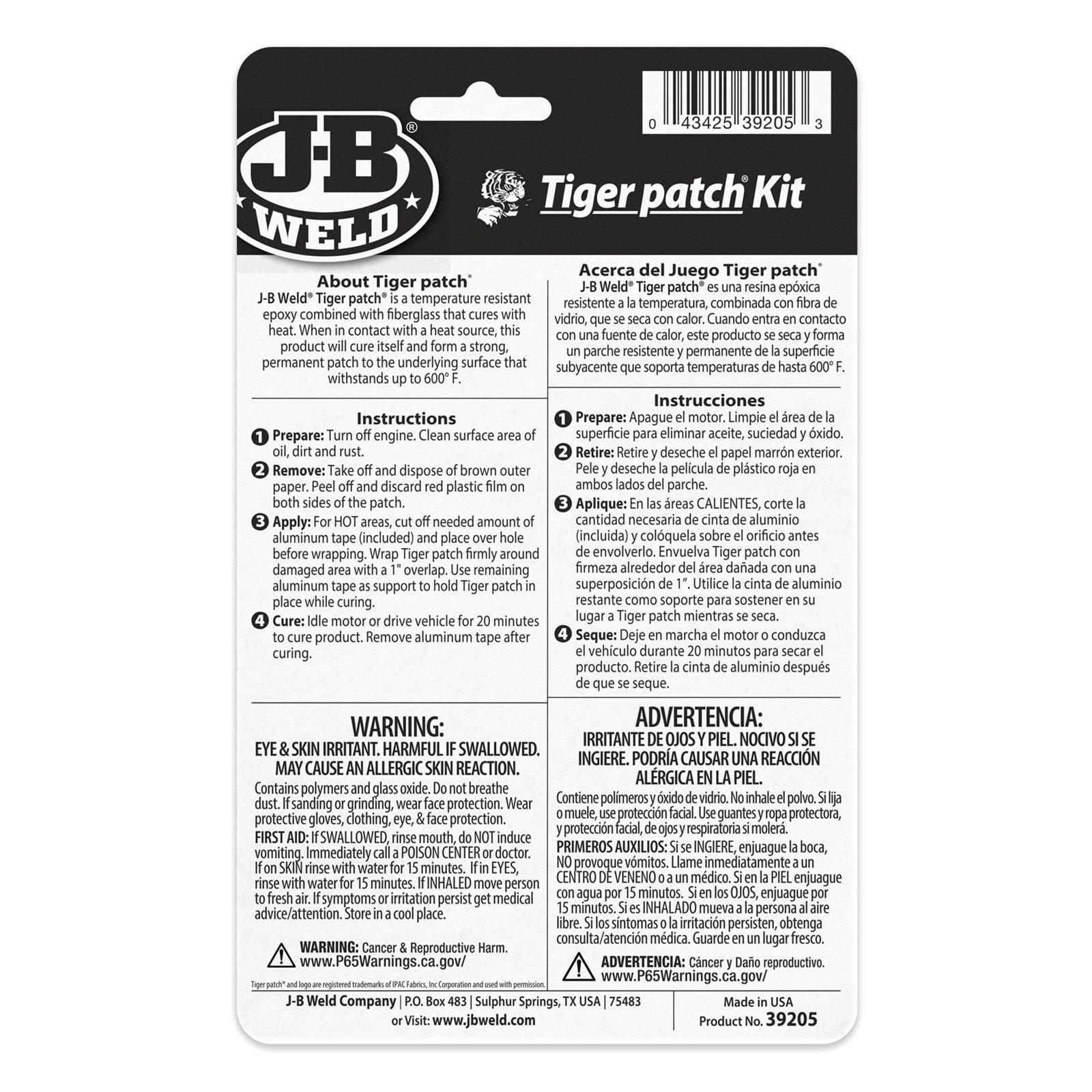 JB Weld 39205 JB Weld Tiger Patch Kits Summit Racing