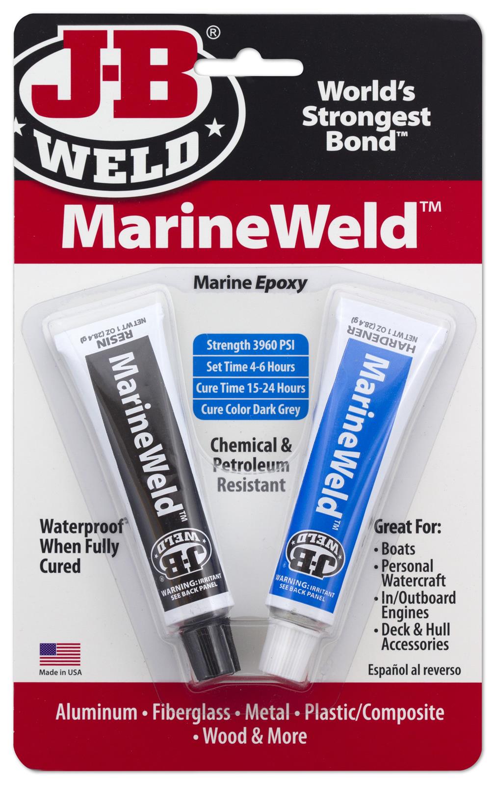 J-B Weld 8272 MarineWeld Marine 2-Part Epoxy / Twin Tube - 2 OZ - Hull  Shield