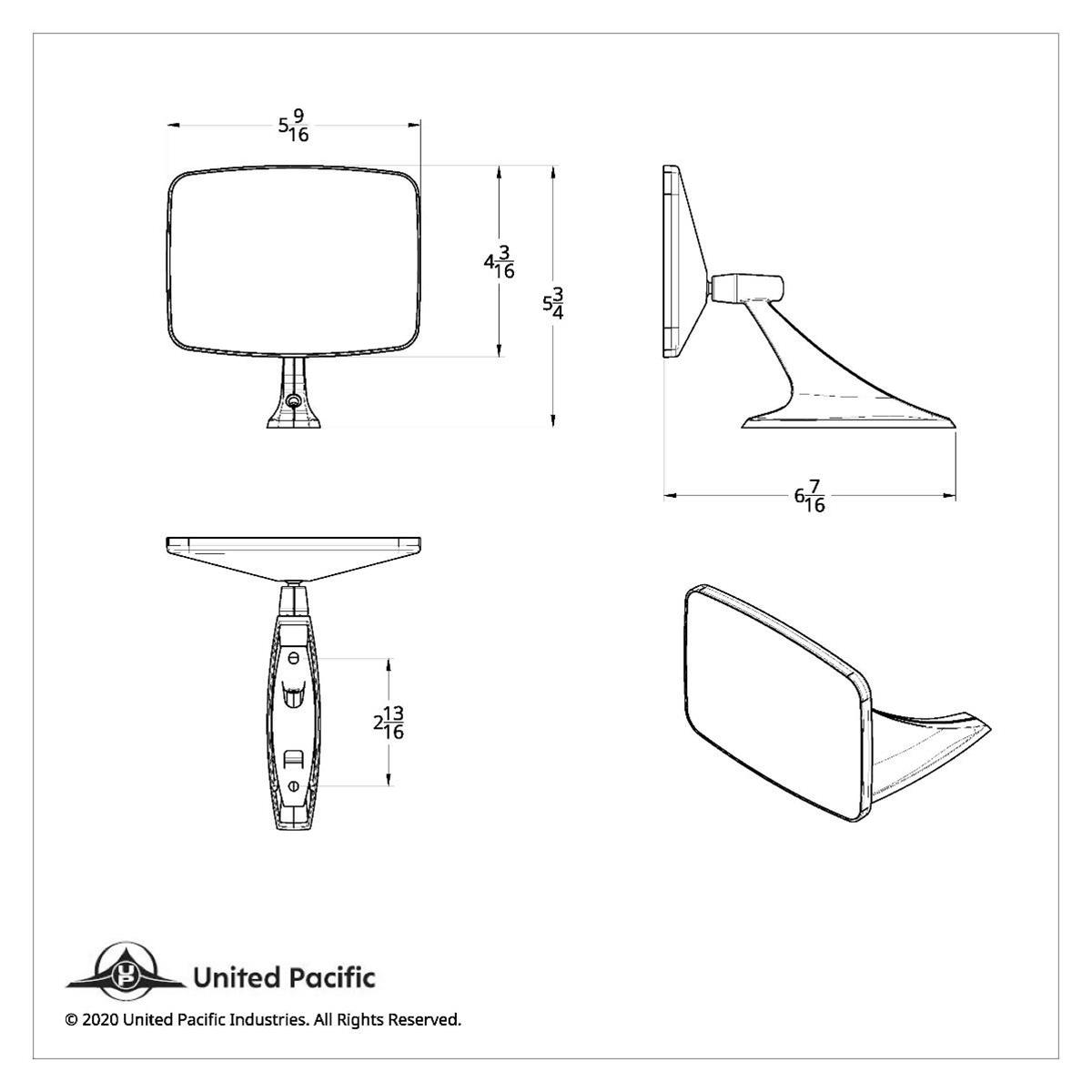 United Pacific Exterior Mirror Assemblies