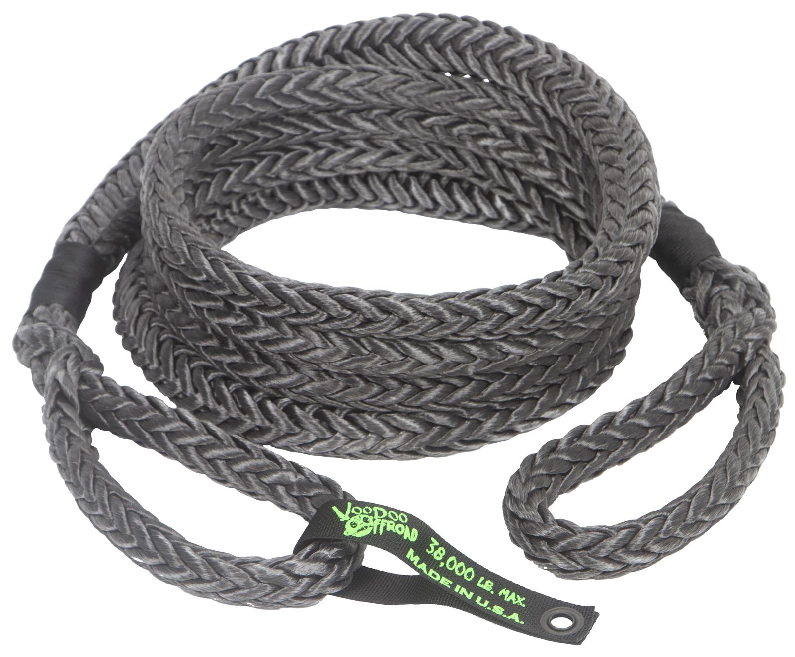 VooDoo Offroad Ropes Tow Straps and 1300025 Ropes, 7/8" x 20' Truck/Jeep Kinetic Recovery Rope, Black, with rope bag