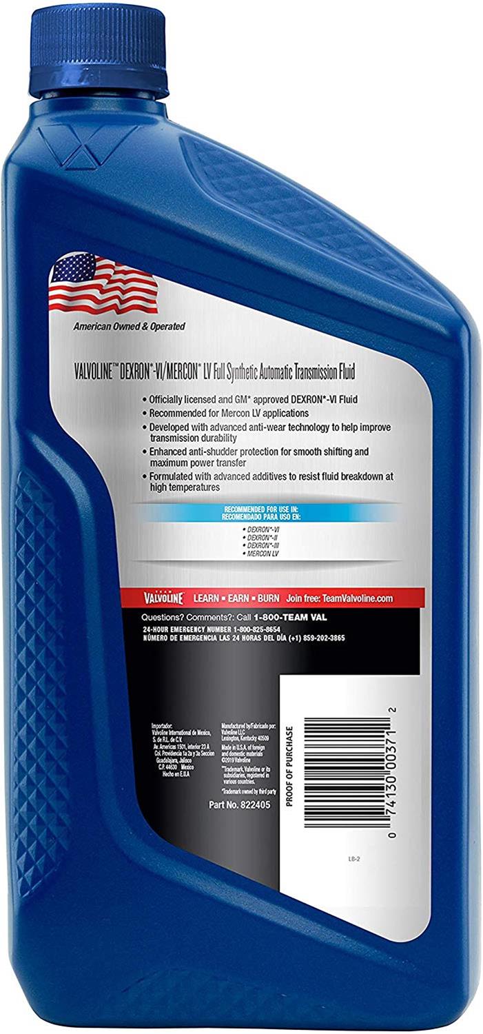 Valvoline 822405 Valvoline DEXRON VI/MERCON LV ATF Transmission Fluid ...