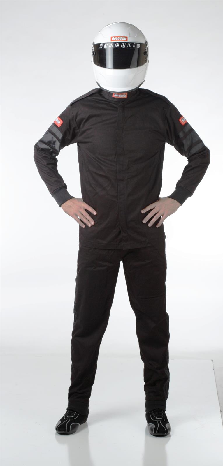 RaceQuip 110 Series Pyrovatex SFI-1 Jackets 111004RQP Driving Jacket, Series, Pyrovatex, Single Layer, Black with Black Stripe, Men's Medium Tall, Each thumbnail 3