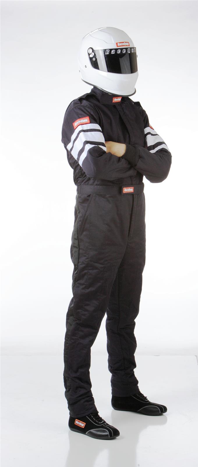 RaceQuip 120 Series Pyrovatex SFI-5 Suits 120006RQP Driving Suit, 1-Piece, Series, Pyrovatex, Multi-Layer, Black with White Stripe, Men's X-Large, Each thumbnail 3