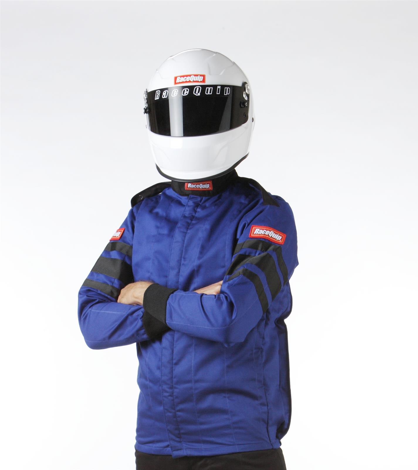 RaceQuip 120 Series Pyrovatex SFI-5 Jackets 121028RQP Jacket, Men's 3X-Large, Multiple Layers, SFI 3.2A/5 Safety Rating, Blue with Black Stripe, Each
