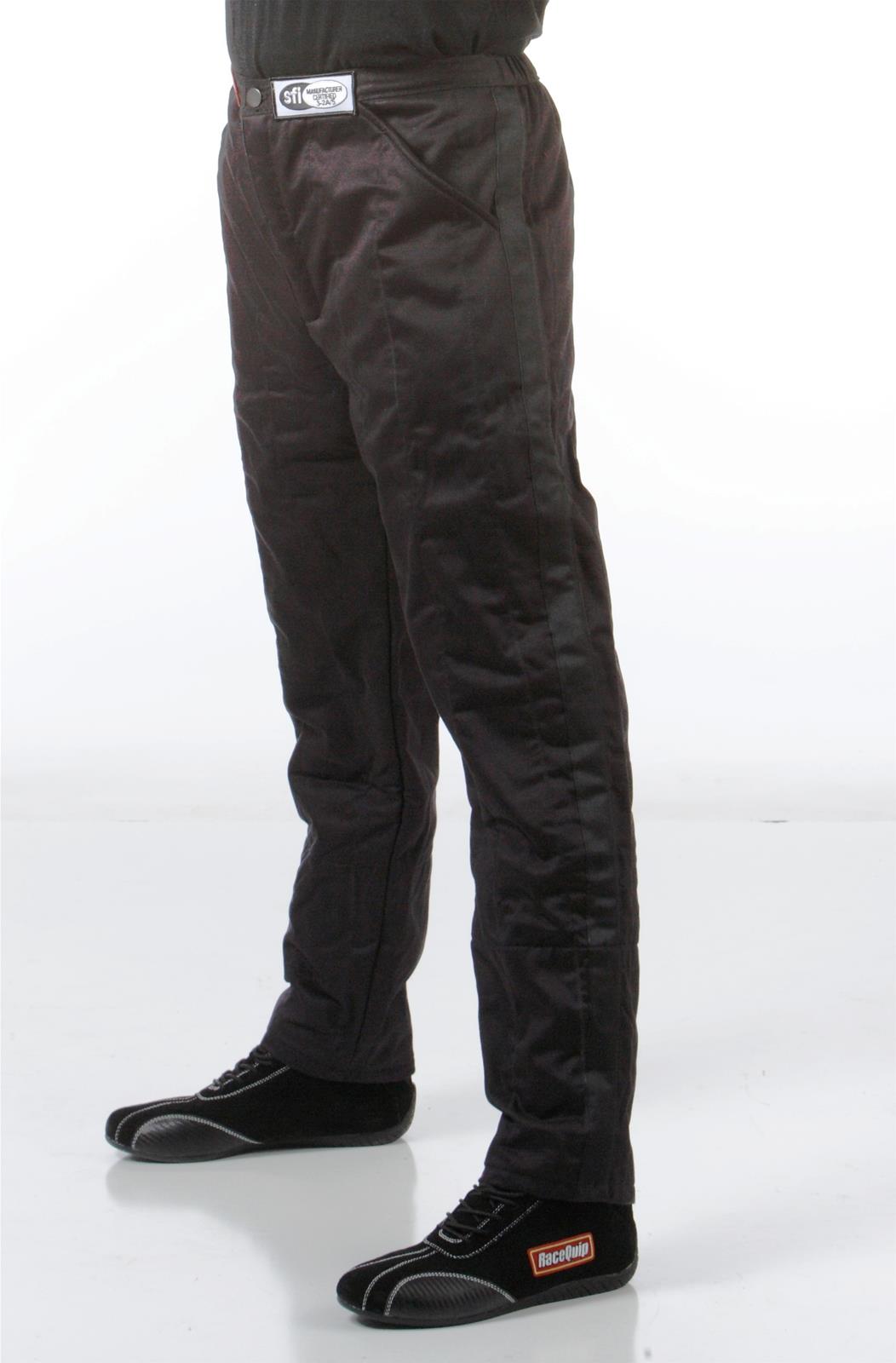 RaceQuip 120 Series Pyrovatex SFI-5 Pants 122004RQP Pants, Men's Medium Tall, Multiple Layers, SFI 3.2A/5 Rating, Black with Black Stripe, Each thumbnail 2