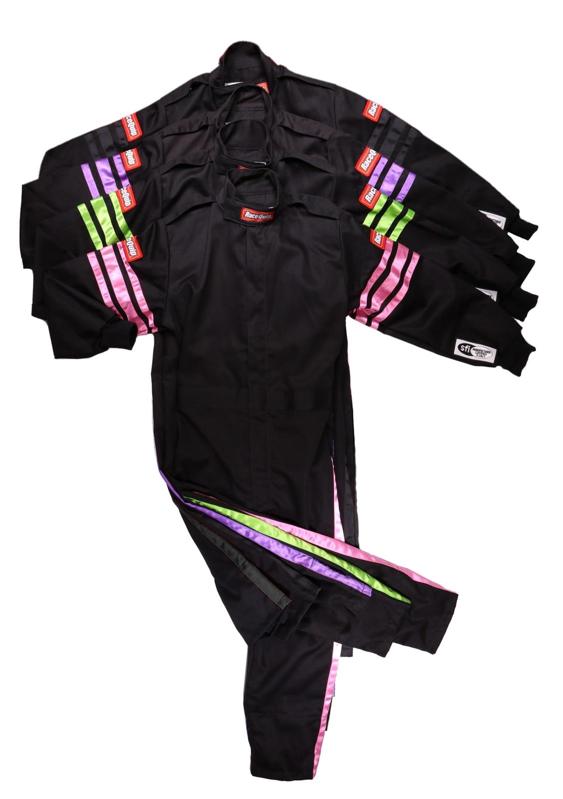 RaceQuip SFI-1 Pro-1 Single Layer Kids Suits 1959993RQP Driving Suits, Suits, One-piece, Pyrovatex, Black, SFI 3.2A/1, Youth Medium, Each thumbnail 2