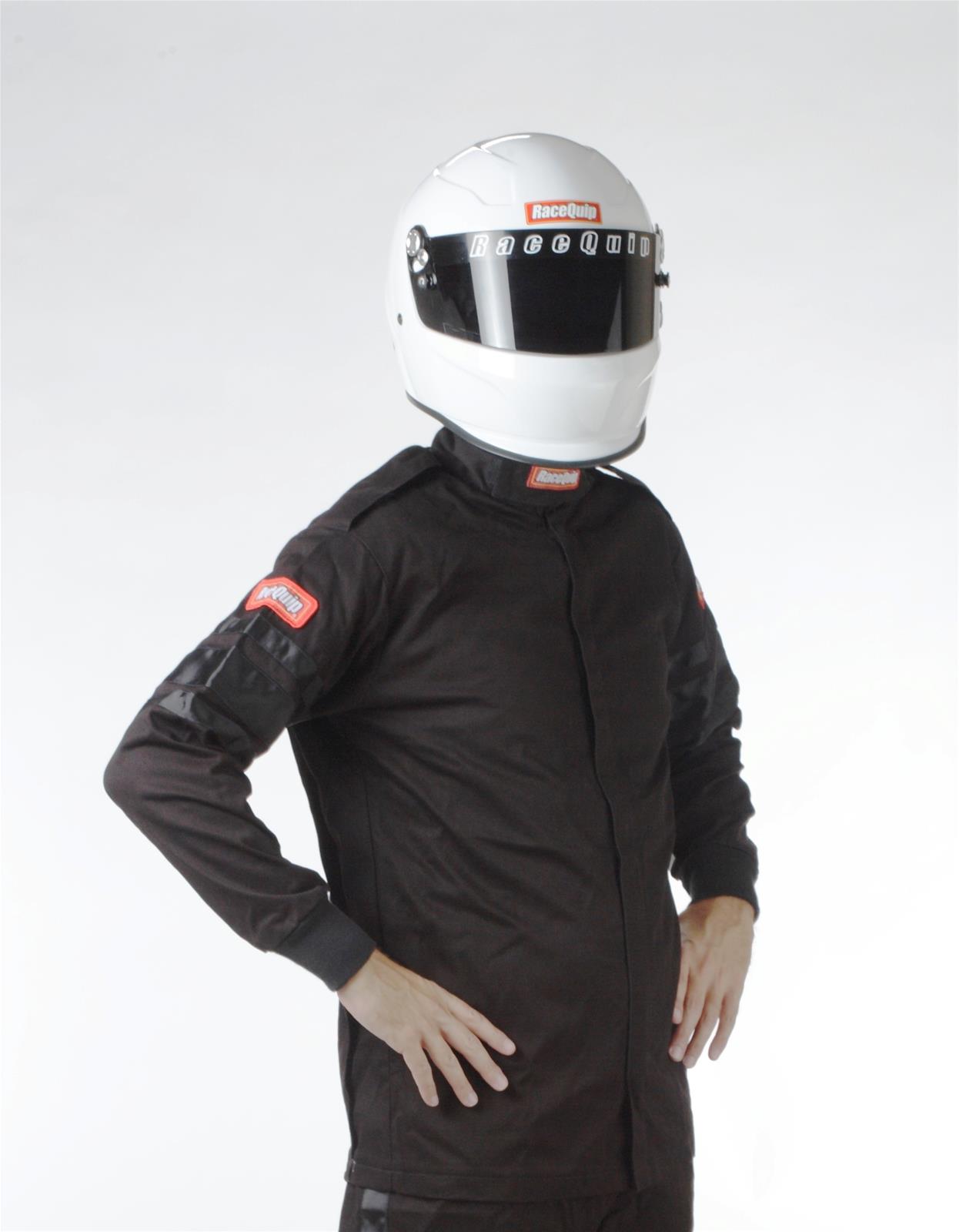 RaceQuip SFI-1 Pro-1 Single Layer Kids Jackets 1969995RQP Driving Jacket, Junior's Large, Pyrovatex, Black with Black Stripe, SFI 3.2A/1, Each thumbnail 2