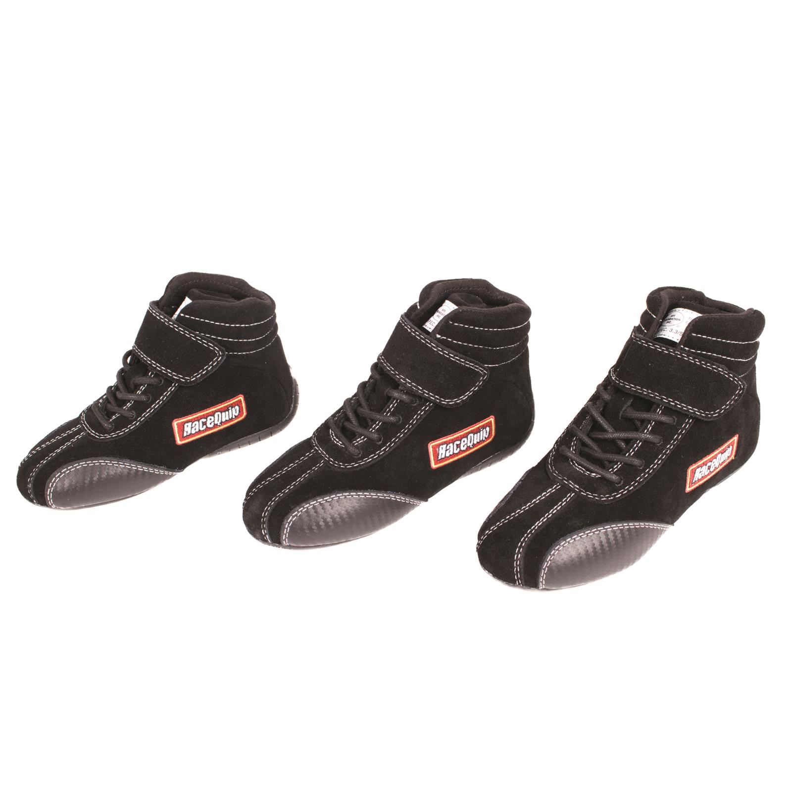 RaceQuip Euro Carbon-L Racing Shoes 30400908RQP Shoes, Mid-top Style, US Youth Shoe Size 8, Pyrovatex Liner, Black, SFI 3.3/5, Pair thumbnail 2