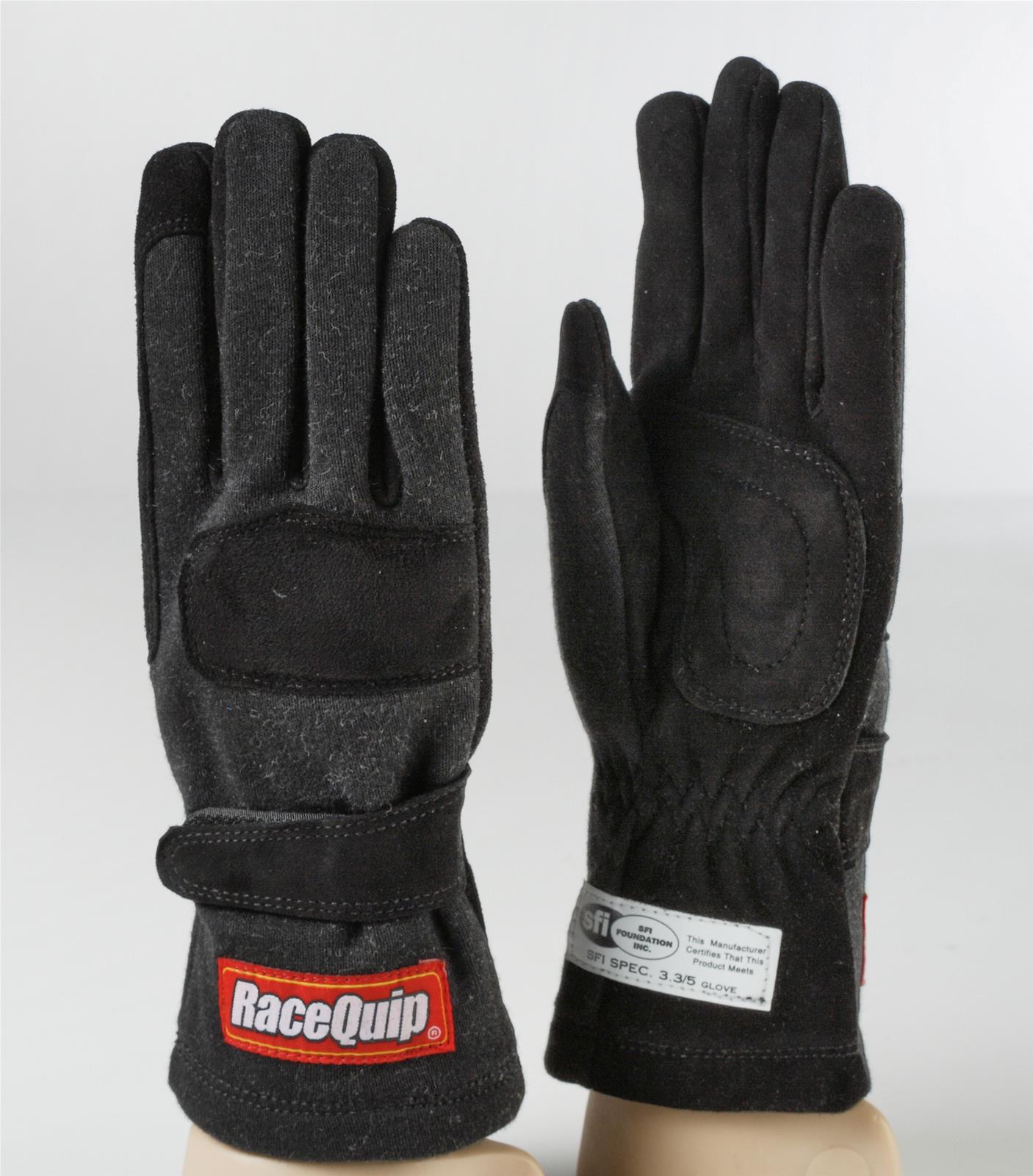RaceQuip 355 Gloves 3550089RQP Driving Gloves, 355, 2-Layer, Leather/Nomex®, Black, Youth 3X-Small, SFI 3.3/5, Pair thumbnail 2