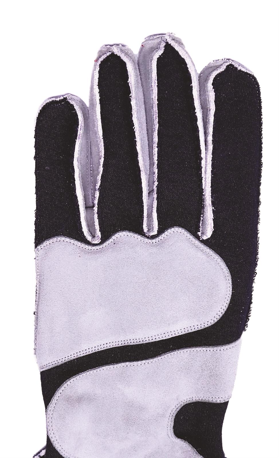 RaceQuip 356 Series Outseam Gloves with Cuffs 356606RQP Driving Gloves, Series, Two Layer, Nomex/Suede, Race Gloves, SFI 3.3/5, Black/Gray, X-Large, Pair thumbnail 3