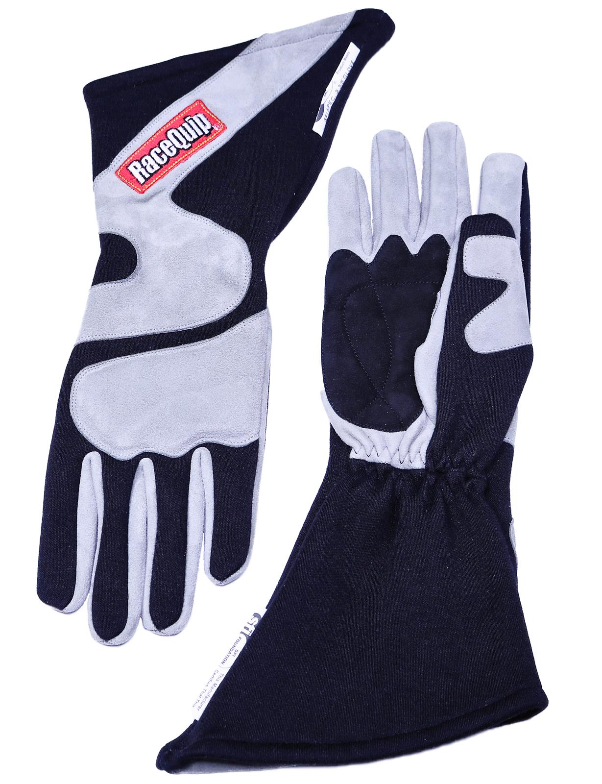 RaceQuip 358 Series Angle-Cut Gloves 358606RQP Driving Gloves, Series, Two Layer, Nomex/Suede, Long Gauntlet Race Gloves, SFI 3.3/5, Black/Gray, X-Large, Pair thumbnail 3