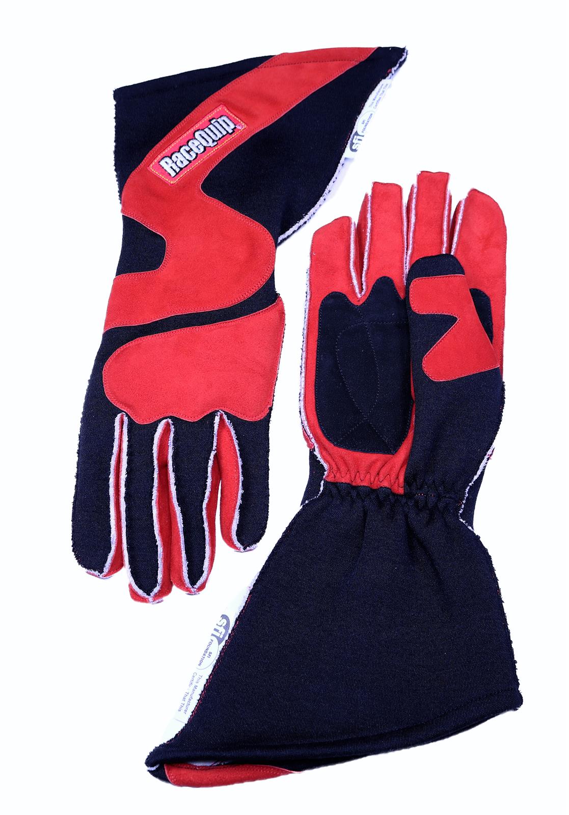RaceQuip 359 Series Outseam Angle-Cut Gloves 359102RQP Driving Gloves, Series, Two Layer, Nomex/Suede, Race Gloves, SFI 3.3/5, Black/Red, Small, Pair thumbnail 2