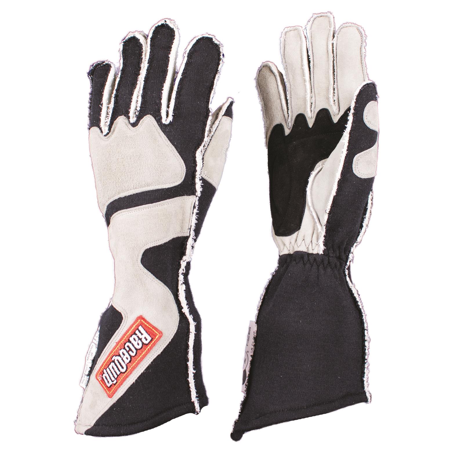 RaceQuip 359 Series Outseam Angle-Cut Gloves 359606RQP Driving Gloves, Series, Two Layer, Nomex/Suede, Race Gloves, SFI 3.3/5, Black/Gray, X-Large, Pair