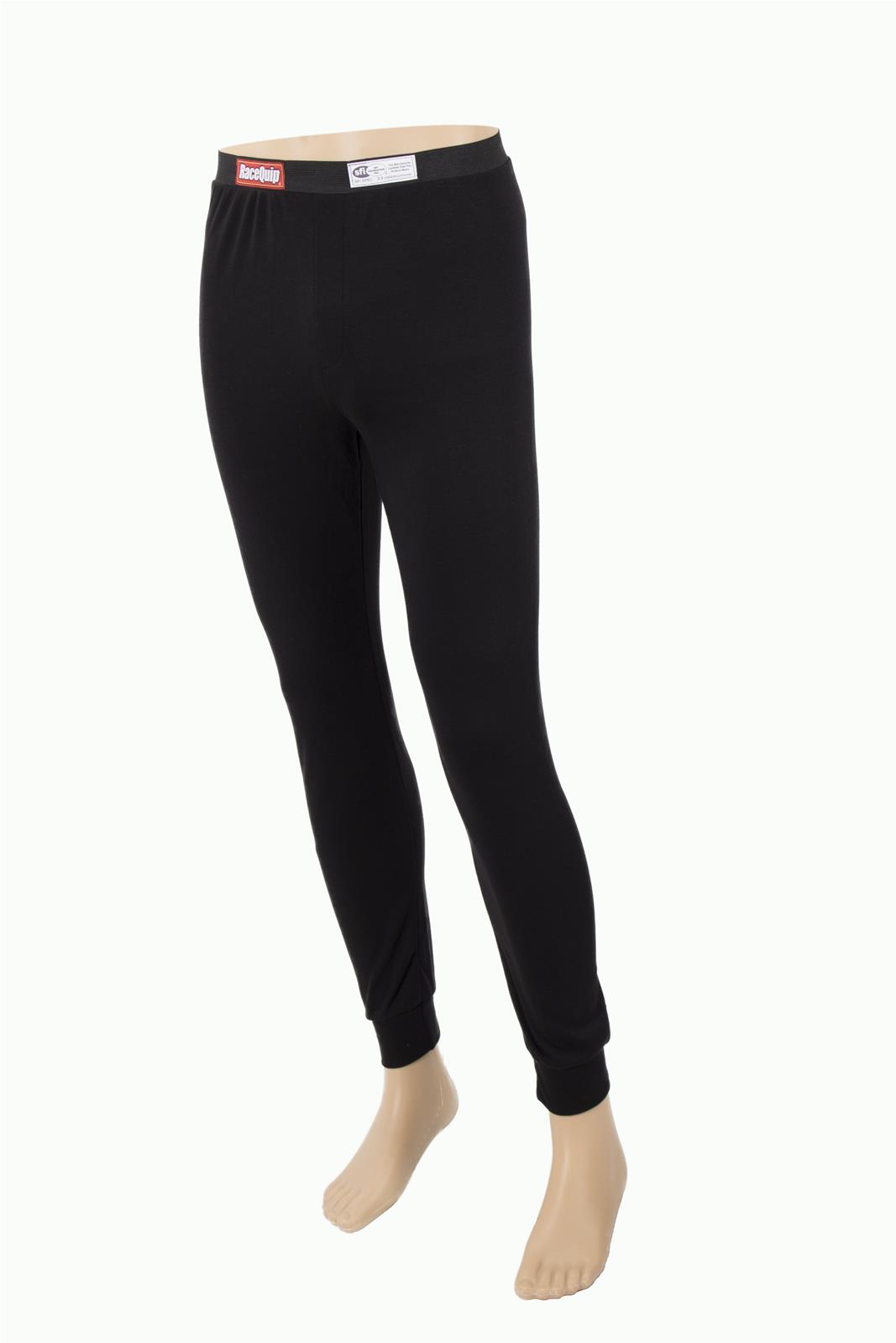 RaceQuip SFI 3.3 Fire-Retardant Underwear Pants 4920903RQP Fire Retardant Pants, Fire Retardant Long John Bottoms Youth Medium, Black, Each