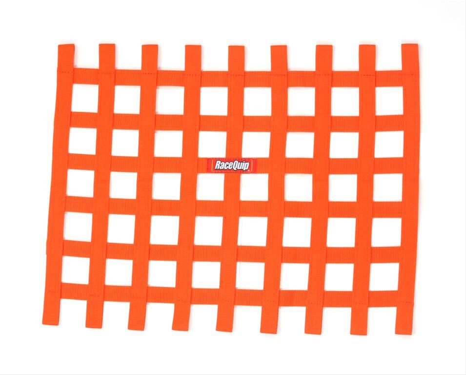 RaceQuip Non-SFI Ribbon Window Nets 721045RQP Net, Non-SFI, Ribbon, Rectangle, Polypropylene, Orange, 24 in. Width, 18 in. Height, Each