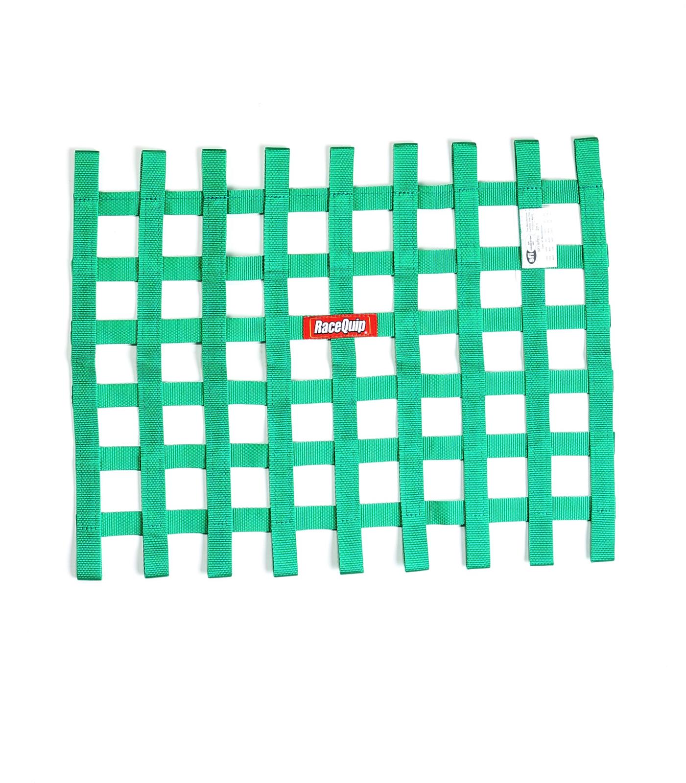 RaceQuip SFI Ribbon Window Nets 725075RQP Net, Ribbon, Rectangle, Polypropylene, Green, 24 in. Width, 18 in. Height, 27.1, Each