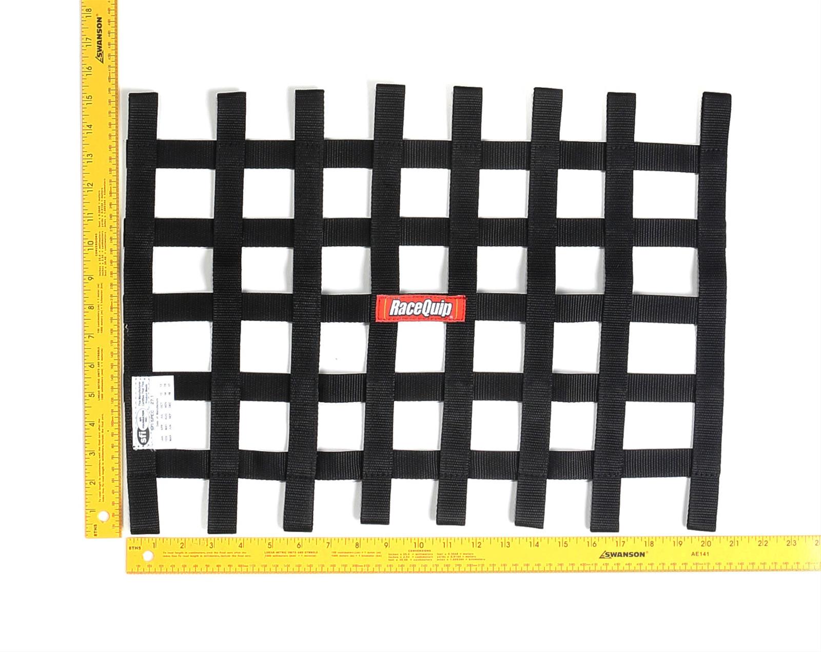 RaceQuip SFI Ribbon Window Nets 726002RQP Net, Black, Rectangle, 21 in. x 15 in., 27.1, Each