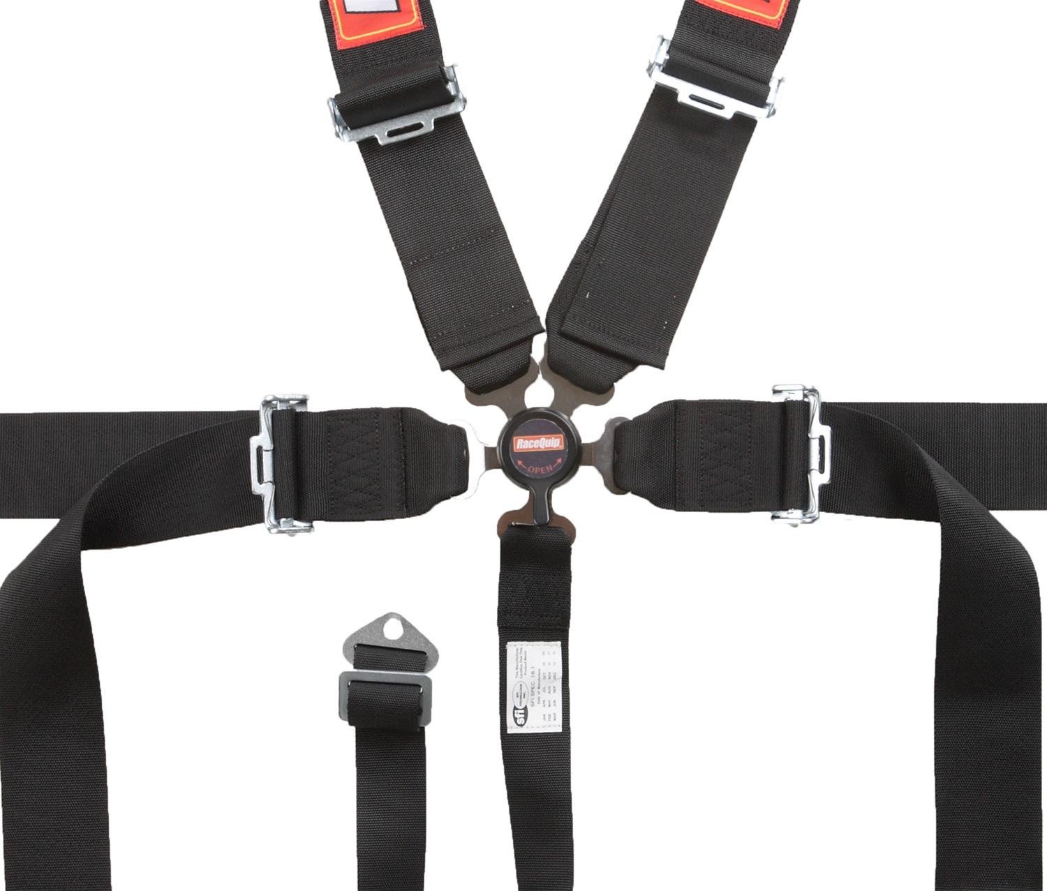 RaceQuip Camlock 5-Point Harness 741001RQP Harness, Camlock, Complete, 5-Point, SFI 16.1, Polyester, Black, Each