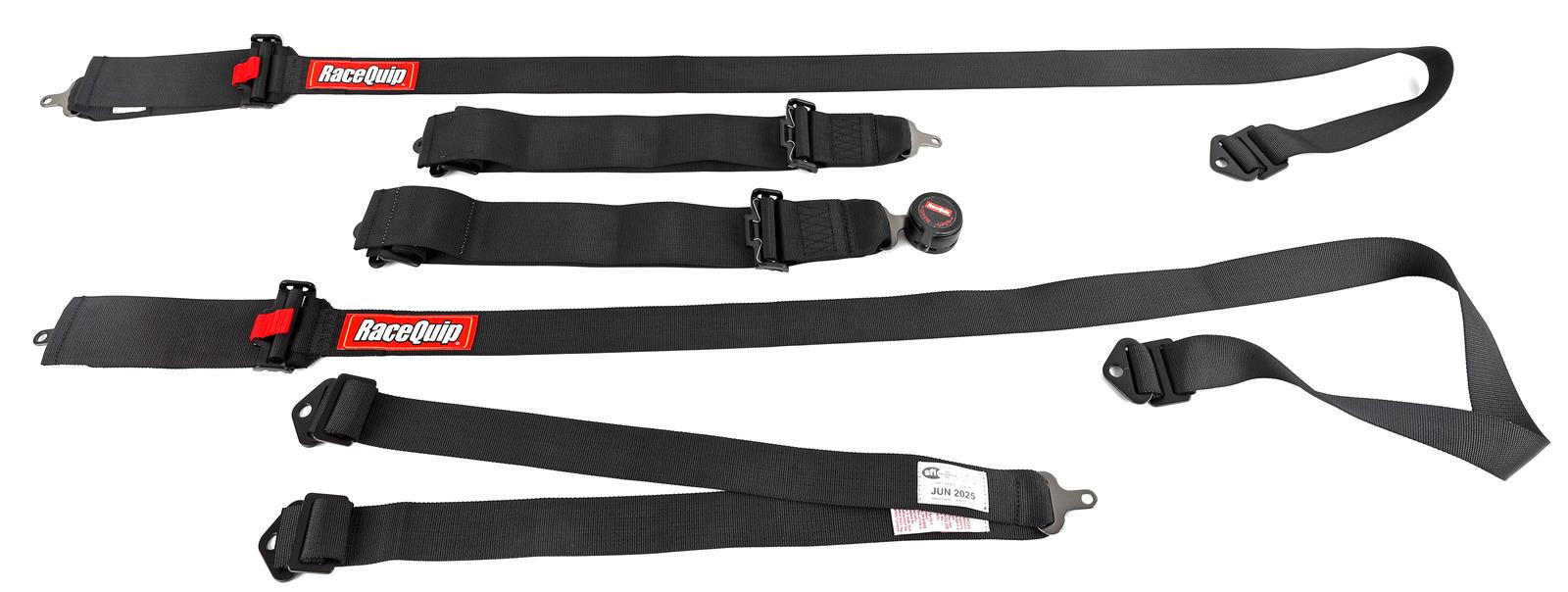 RaceQuip Camlock 6-Point Harness 746006RQP Racing Harness, Sportsman, Complete, 6-Point, Camlock, HANS Compatible, SFI 16.1, Polyester, Black, Each