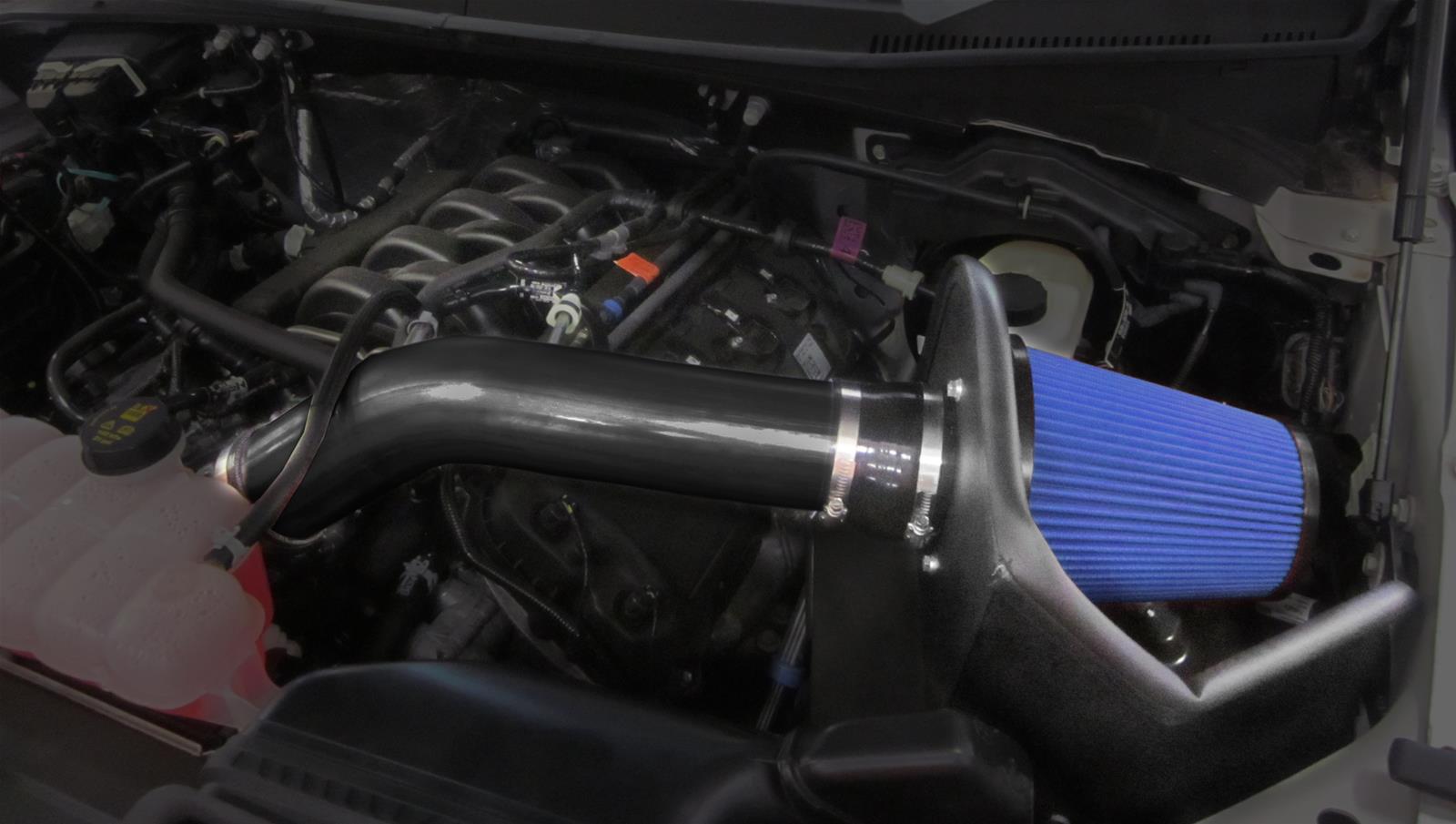Volant APEX Series Intake Systems for 2015-2020 F-150 - 319850 Air Kit, Series, Aluminum Tube, Black Wrinkle Finish, MaxFlow 5 Cotton Gauze Filter, Blue, Ford, Kit thumbnail 2