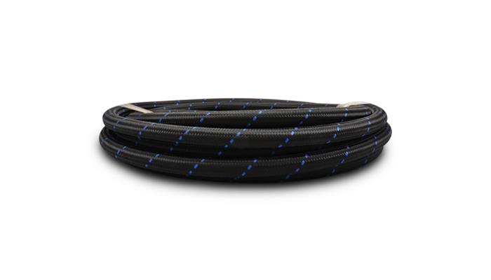 Vibrant -4 AN Two-Tone Black/Blue Nylon Braided Flex Hose (5 foot roll)