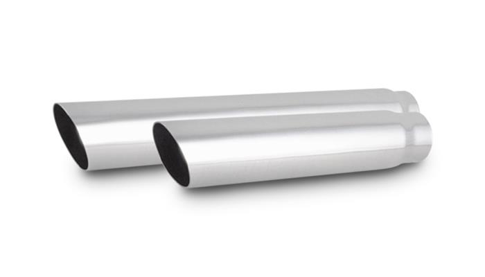 Vibrant 4in Round SS Truck/SUV Exhaust Tip (Single Wall Angle Cut) - 2.5in inlet 20in long