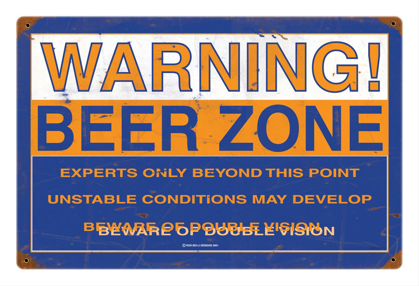 Summit Gifts BERG005 Warning Beer Zone Steel Sign Summit Racing