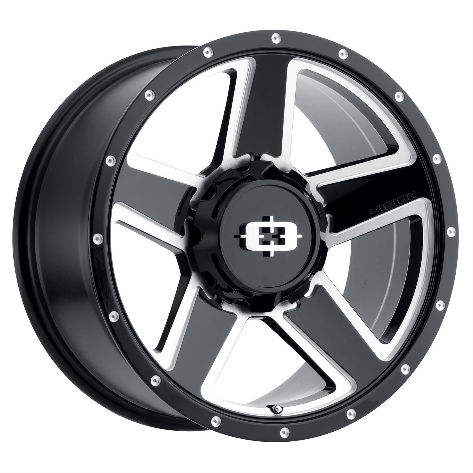 Vision Offroad Empire ?ustom Wheel - 390 Empire Gloss Black with Milled Spokes 20" x 11.5", -44 Offset, 8x170 Bolt Pattern, 125.2mm Hub