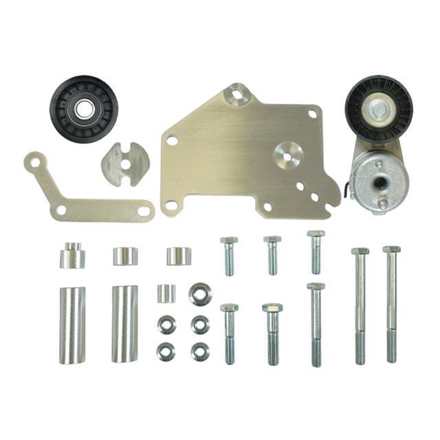 Vintage Air Compressor Brackets 141826 Conditioner Bracket, Passenger Side Upper Mount, Brushed Satin Aluminum, Tensioner, Idler, Hardware, Chevy, LS with Corvette Drive System, Kit