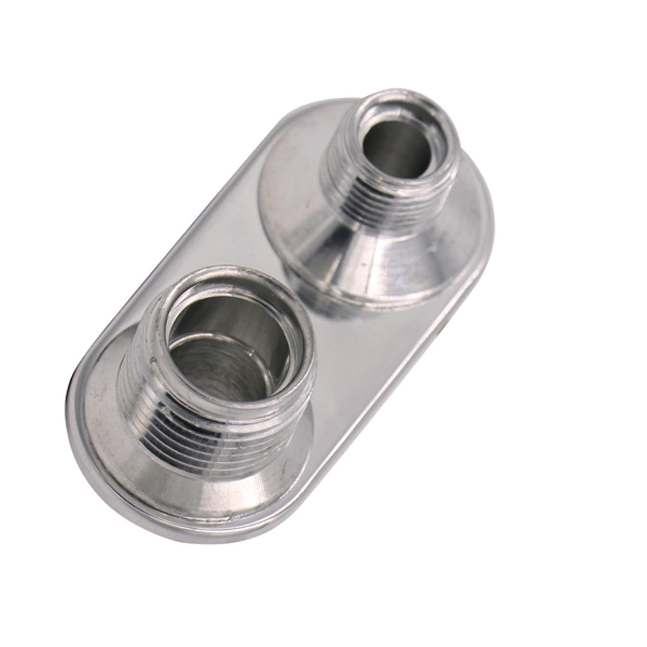 Vintage Air Streamline Bulkhead Plates 382600-MBA Firewall Bulkhead, Streamline, 2-Port, Inline, #6, #10, Aluminum, Polished, Each