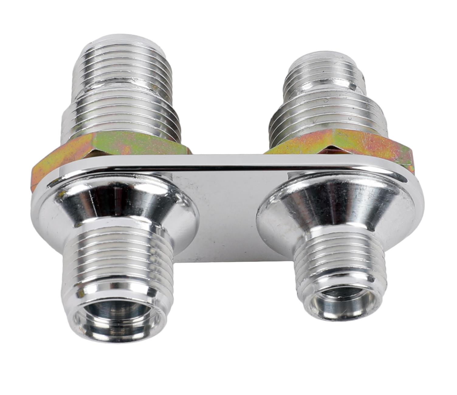 Vintage Air Streamline Bulkhead Plates 382680-MBA Firewall Bulkhead, Streamline, 2-Port, Inline, #6, #8, Aluminum, Polished, Each thumbnail 2