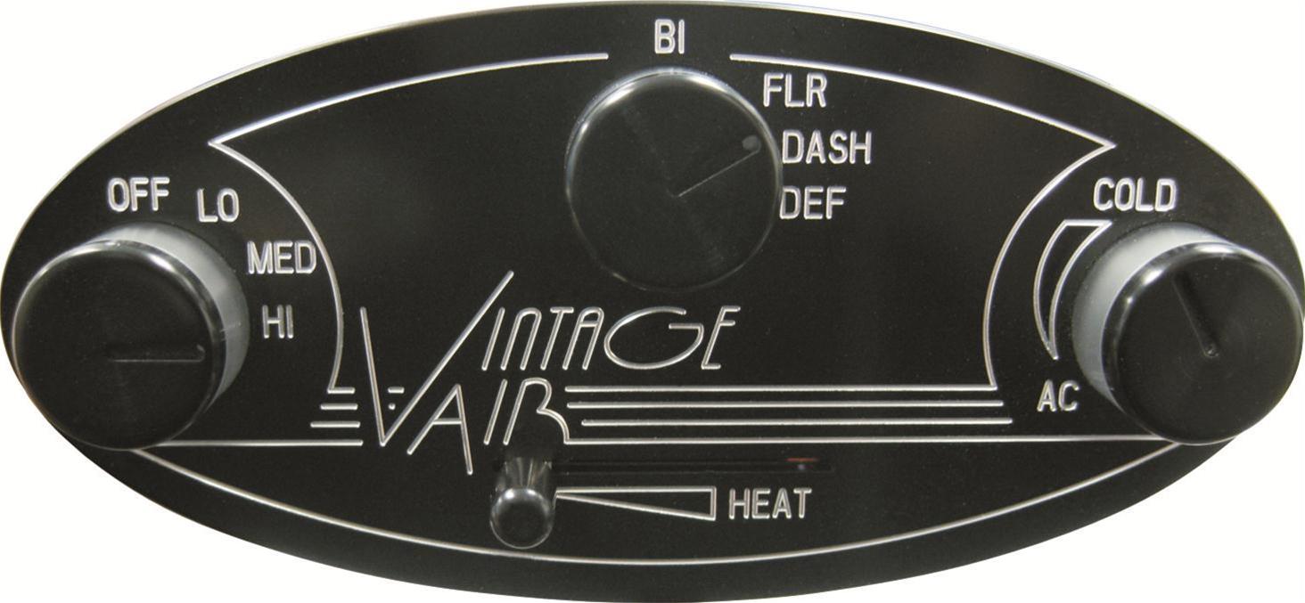 Vintage Air Gen-II Streamline Oval Panels 481005 Control Panel, Aluminum, Black Anodized, Gen II Streamline, In-Dash, Oval, Kit